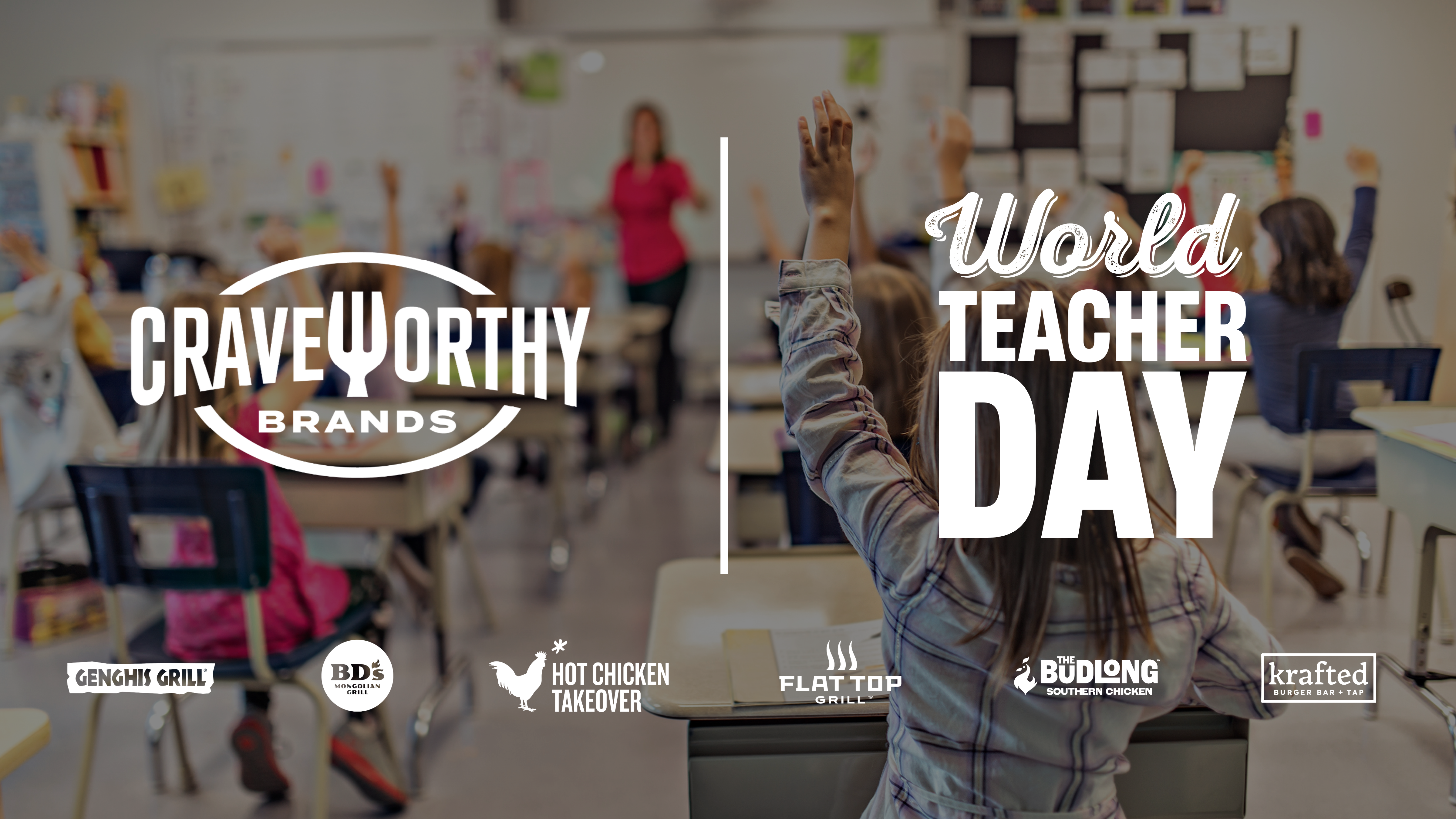 World Teacher Day, Craveworthy Brands, BD's Mongolian Grill, Flat Top Grill, The Budlong Southern Chicken, Hot Chicken Takeover, Genghis Grill, Hot Chicken, Stir Fry, Southern Food, Chicago, Teachers, Teacher Appreciation, Giving Back, Food Deal